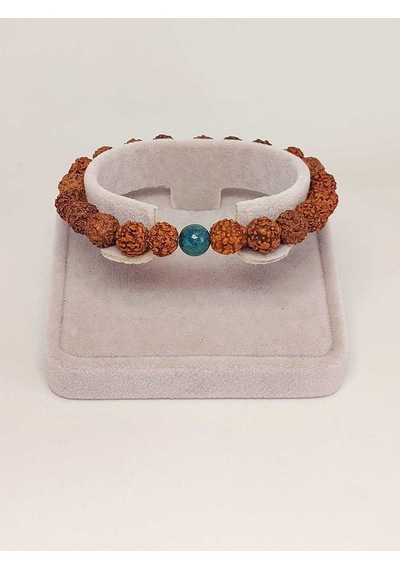 Apatit Taşlı Rudraksha Tohum Unisex Bileklik 8mm Gümüş