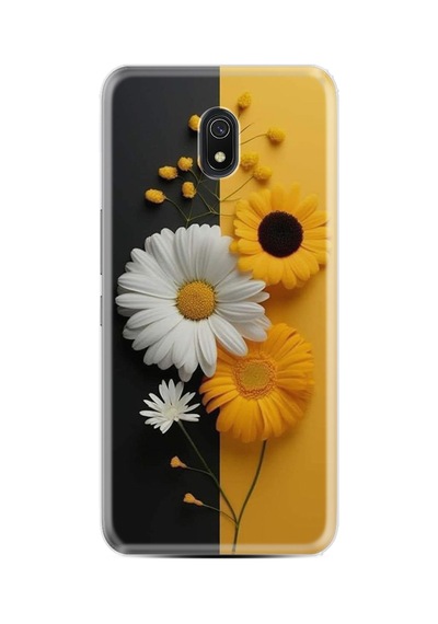 Xiaomi Redmi 8a Kılıf Boutique Baskılı Resimli Sarı Beyaz Çiçek Pcode -044