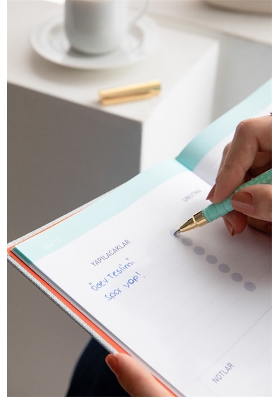 15x21 Keten Süresiz Planlayıcı Ajanda Defter Mavi