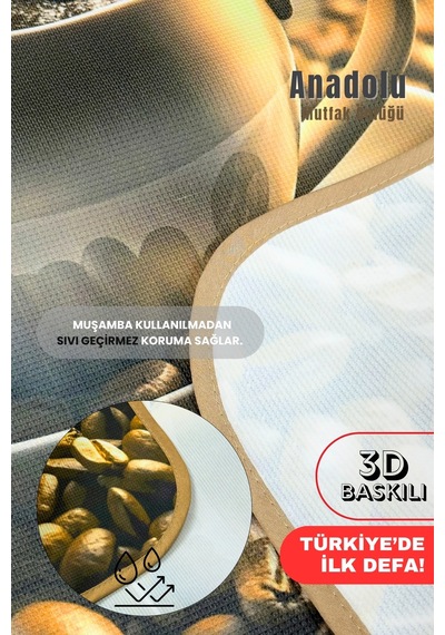 Anadolu 3 Boyutlu Mutfak Önlüğü 3d Baskılı Mutfak Önlüğü Sıvı Su Geçirmez Mutfak Önlüğü Kahve
