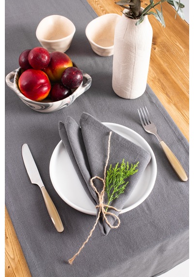 Wellstil Premium Keten Peçete 2'li 40 x 40 Gri