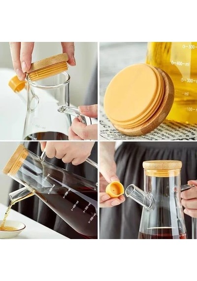 Life 2 Adet Bambu Kapaklı Borosilikat Cam Yağdanlık 900 Ml Mıt1071 0
