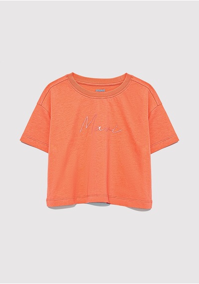 Mavi - Mavi Logo Baskılı Pembe Crop Tişört 7610181-71271 Pembe