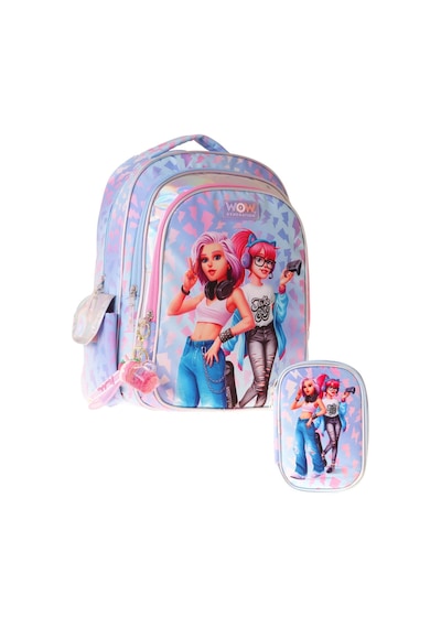 Wow Generation Cool Kız Çocuk Mavi - Pembe İlkokul Okul Çantası Ve Kalemlik Seti - Setwg-w6039c Çok Renkli