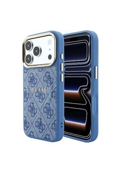 Apple iPhone Uyumlu 18 Pro Max Kılıf Guess Lisanslı M-safe  C-magnet 4g Desenli Yazı Logolu Kapak Mavi