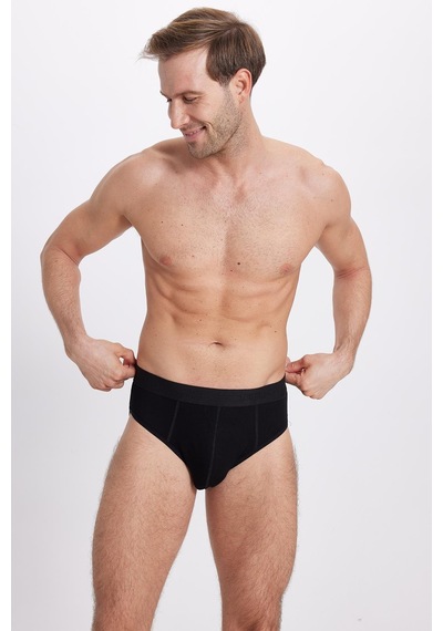 Tudors Erkek 2'li Paket Likralı Bambu Siyah Slip Külot-41734 Siyah
