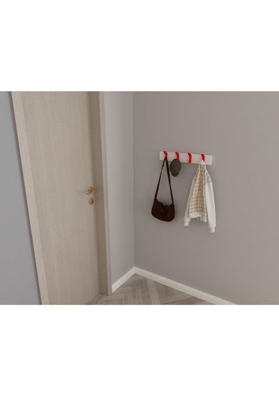 Hepsi3boyutlu Modern Duvar & Kapı Kanca Askılık - 4 Adet Kırmızı Kanca Askılık - Model No : 2 Kırmızı