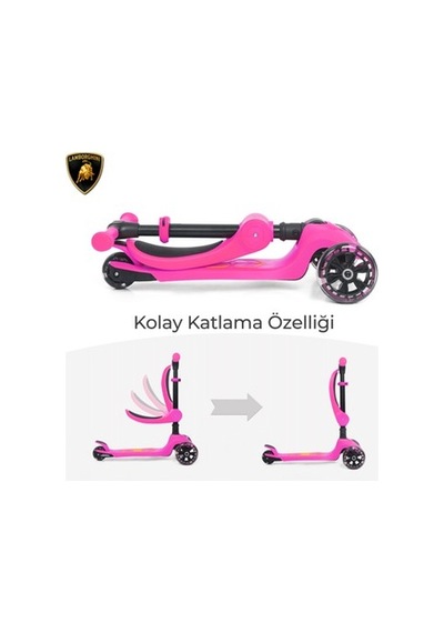 2in1 Katlanabilir Oturaklı Işıklı Çocuk Scooter Açık Mavi