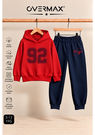 Overmax 92 Baskılı Çocuk Kapüşonlu Sweatshirt Eşofman Takımı- 3-12 Yaş Kırmızı Üst-lacivert Alt - 928463396 Kırmızı Üst-lacivert Alt Overmax 92 Baskılı Çocuk Kapüşonlu Sweatshirt Eşofman Takımı- 3-12 Yaş Kırmızı Üst-lacivert Alt - 928463396 Kırmızı Üst-lacivert Alt