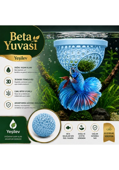 Beta Balığı Açık Mavi Betta Dinlenme Alanı & Üretim Yuvası
