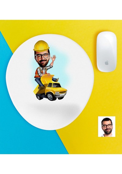 Kişiye Özel Bay Yol Mühendisi Karikatürlü Bilek Destekli Mouse Pad