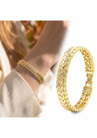 Premium Şık Ve Parlak Auris 24k Gold Kaplama 8 Mm Kadın Bijuteri Bileklik 3183kbv5d4 18cm Altın