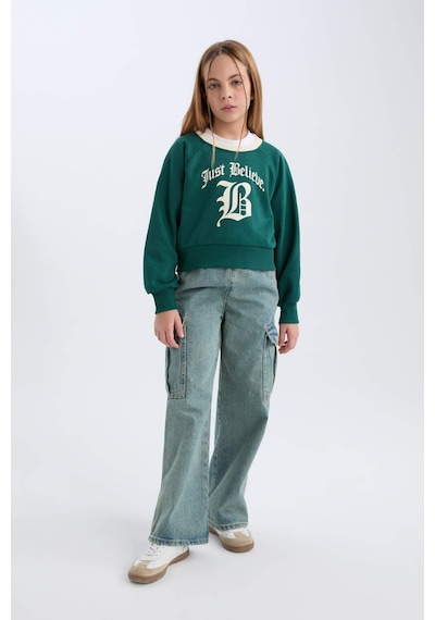 DeFacto Kız Çocuk Relax Fit Bisiklet Yaka Baskılı İçi Yumuşak Tüylü Sweatshirt D7042A824WNGN1116 Yeşil DeFacto Kız Çocuk Relax Fit Bisiklet Yaka Baskılı İçi Yumuşak Tüylü Sweatshirt D7042A824WNGN1116 Yeşil