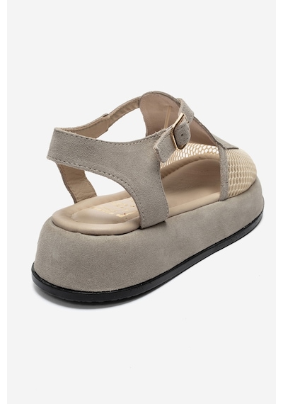 Luvi Shoes Lurelıa Bej Süet Hakiki Deri Fileli Kadın Sandalet