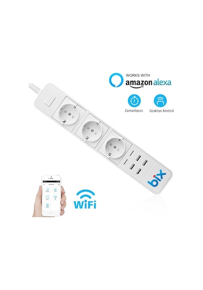Bix Akım Korumalı Hızlı Şarj Özellikli Wifi Akıllı Priz