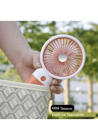 Lexroo Mini Fan Masaüstü Taşınabilir Telefon Stantlı Vantilatör 2 Özellik Bir Arada Taşınabilir