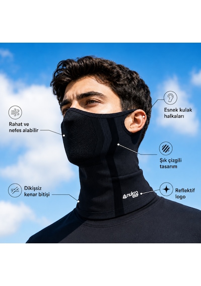 Nukrowear Airflex Kulak Askılı Yarım Balaklava Siyah Tek