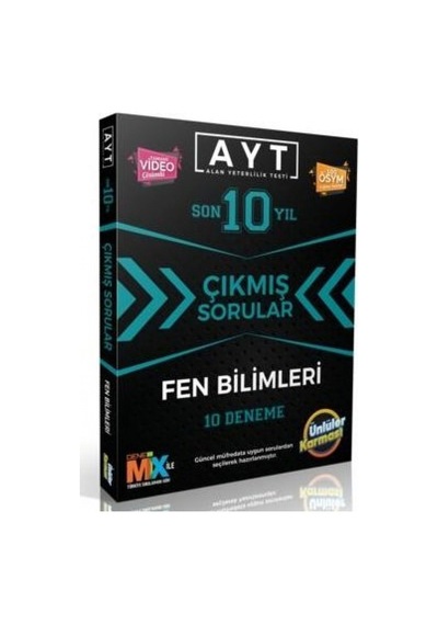 AYT Fen Bilimleri Son 10 Yıl Çıkmış Sorular 10 Deneme -  Ünlüler Karması