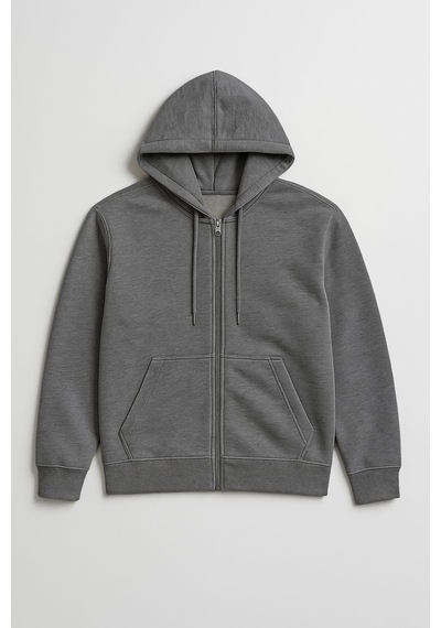 Markapia Erkek Fermuarlı Kapüşonlu Cepli Sweatshirt Antrasit