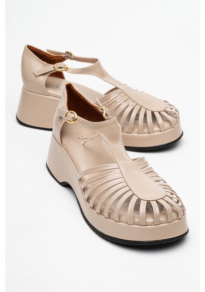 Luvishoes Luvi Shoes Anıel Bej Kadın Dolgu Topuklu Sandalet Bej