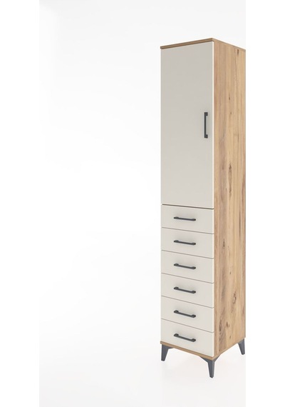 Hyperion Dolap 3 Raflı 6 Çekmeceli Tek Kapaklı 44x44x221 Çam-aytaşı Atlas Çam
