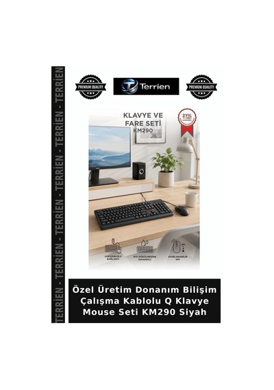 Özel Üretim Donanım Bilişim Çalışma Kablolu Q Klavye Mouse Seti Km290 Siyah Diğer