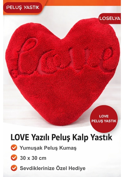 Sevgililer Günü Peluş Oyuncak Hediyelik Kırmızı Love Kalpli Peluş Ayıcık 50 Cm Kırmızı-love Peluş Yastık