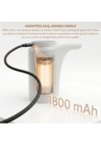 Pizen Flow Usb Şarjlı Otomatik Damacana Su Pompası Tds Ölçer 250ml 500ml 1l 2l Ölçü Özellikli Beyaz