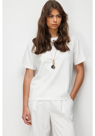 Mizalle Basic Düz Suprem Ekru T-shirt