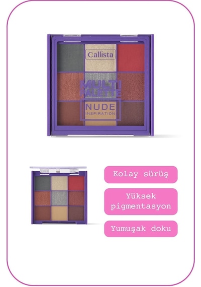 Callista Multi Palette Eyeshadow Mat Ve Işıltılı Toz Göz Farı Paleti - 102 Nude Inspiration