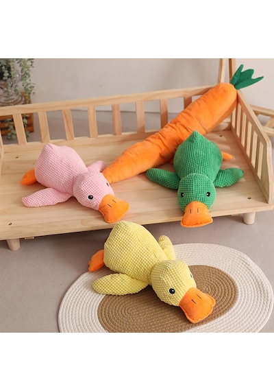 Köpek Oyuncağı Sesli Peluş Ördek 45 Cm Dayanıklı Isırma Ve Çekiştirme Oyuncağı, Diş Temizleyi