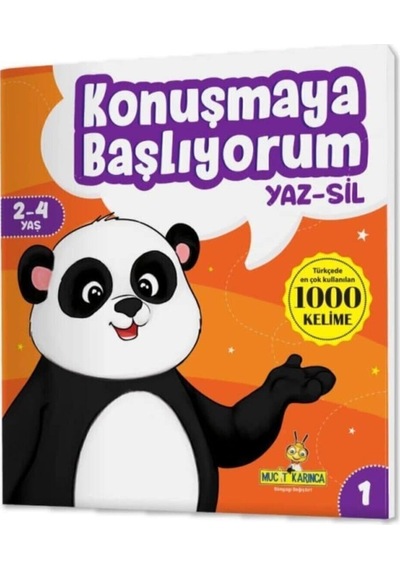 Konuşmaya Başlıyorum Serisi (türkçe'de En Çok Kullanılan 1000 Kelime) (2-4 Yaş) Yaz-Sil Kitaplar