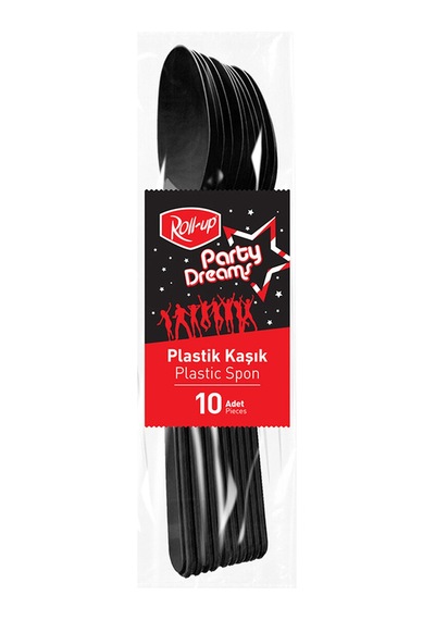 4 Adet Roll-up Party Dreams Kaşık Siyah 10'lu Çok Renkli