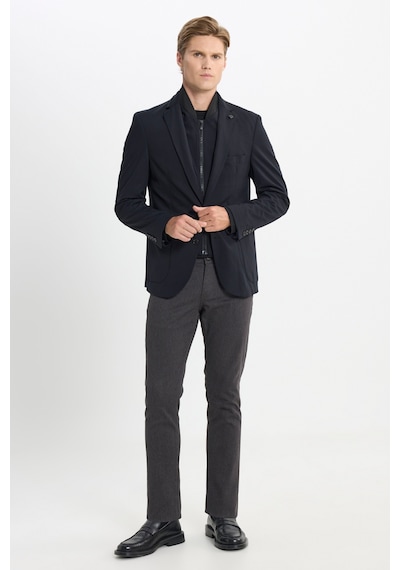 AC&Co / Altınyıldız Classics Erkek Sıyah Slim Fit Dar Kesim Mono Yaka Cepli Ceket Siyah