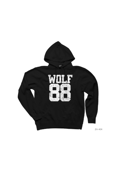 Wolf 88 Siyah Kapşonlu Sweatshirt Hoodie Siyah