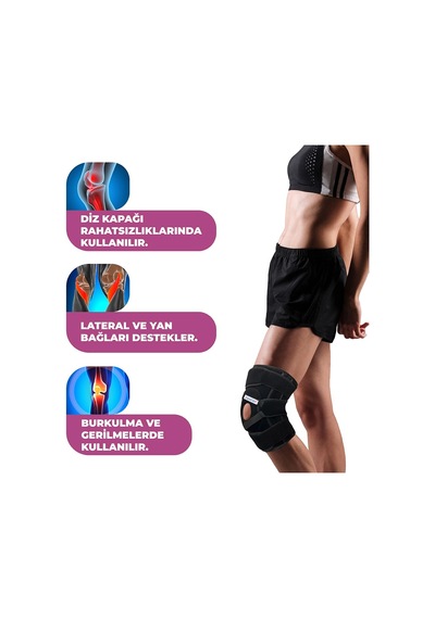 Patella Ve Ligament Destekli Dizlik, Diz Destek Bandı, Ayarlanabilir Diz Koruyucu, Yan Destekli Spor Dizlik, Fitness Ko