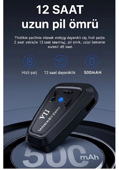 Y11 Bluetooth Kulaklık Mikrofonlu Motosiklet Kulaklığı İntercom Bt 5.3 03343617