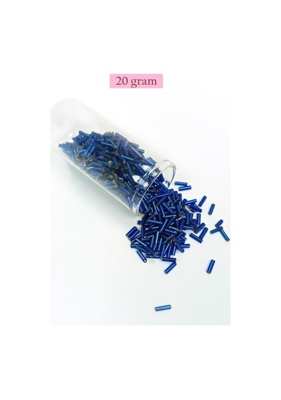 Uzun Boru Kesme Boncuk Çap 2mm Uzunluk 10 Mm - 20 Gram - Lacivert - Bnc233