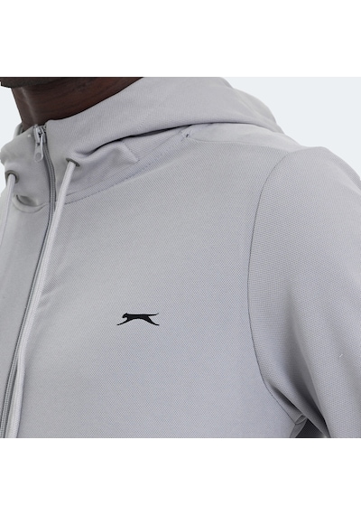Slazenger RICH Erkek Fermuarlı Kapüşonlu Cepli Gri Eşofman Takımı