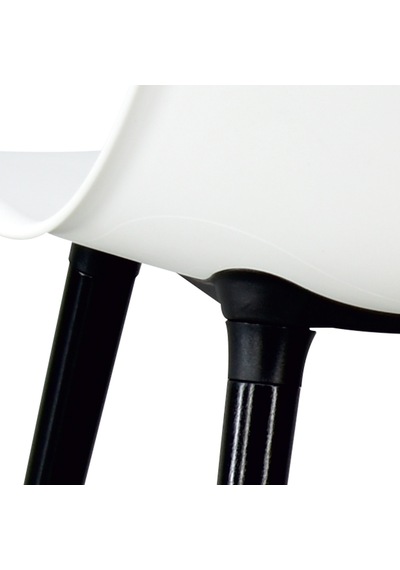 Vilinze Eames Siyah Ahşap Ayak Plastik Beyaz Sandalye