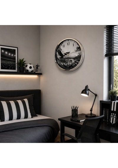 Krom Zafer Kanatları Taraftar Temalı 40 X 40 Cm Metal Duvar Saati