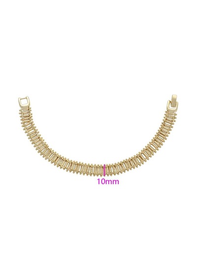 Zirkon Taşlı Geometrik Motifli 14 Ayar Altın Kaplama Kadın Bileklik Gold