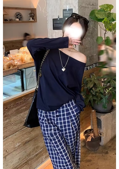 Siyah Beyaz Lacivert 3 Lü Paket Kadın Düşük Omuz Kayık Yaka Oversize Uzun Kollu T-shirt Siyah - Beyaz - Lacivert