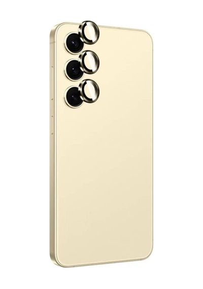 Samsung Uyumlu Galaxy S24 Plus Zore Titanium Premium Temperli Kamera Lens Koruyucu Sarı