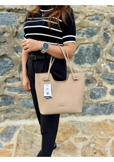 Just Polo Kadın Yeni Sezon Yumuşak Deri Lüks El Çantası Shopper Vizon 40159374