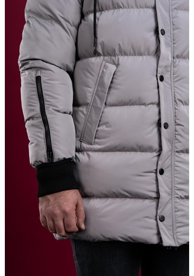 Sir Regular Fit Kapşonlu Astarlı Uzun Kalın Şişme Mont 001