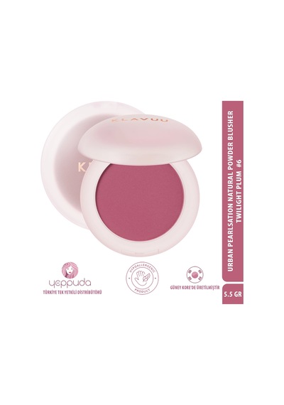 Klavuu Urban Pearlsation Natural Powder Blusher 6 Twilight Plum - İnci Tozu İçeren Allık