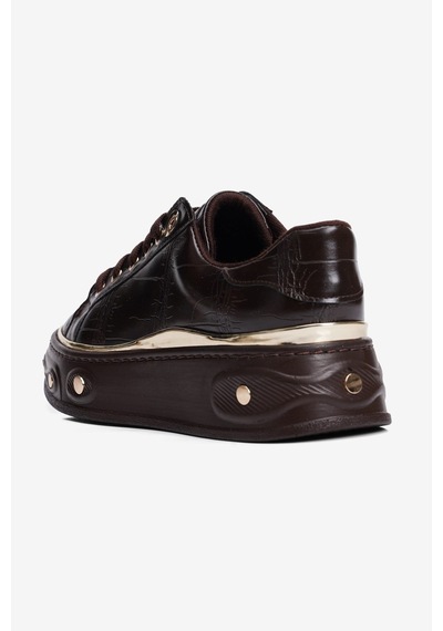Mubiano Kadın Kroko Desenli Sneaker Kalın Tabanlı Bağcıklı Gold Detaylı Vika Kahverengi Kahverengi Krokodil Mubiano Kadın Kroko Desenli Sneaker Kalın Tabanlı Bağcıklı Gold Detaylı Vika Kahverengi Kahverengi Krokodil