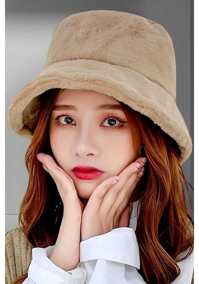 Uniquetrenders Kadın Peluş Bucket Şapka Camel