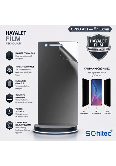 Oppo A31 Uyumlu Ön Yüzey Hayalet Privacy Hidrojel Ekran Koruyucu